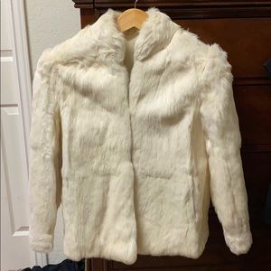 Creamy white rabbit coat